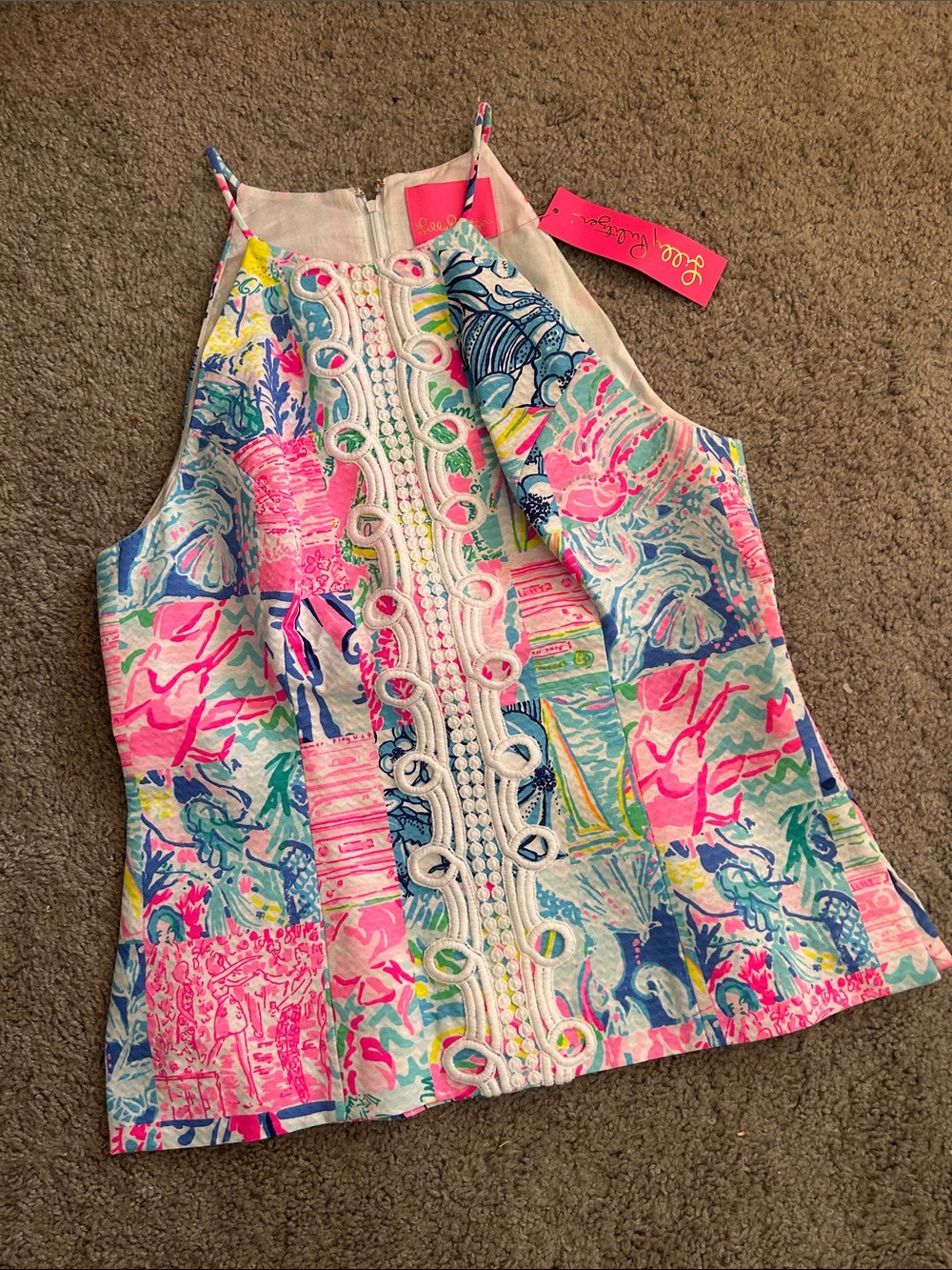 NWT $148 RARE Lilly Pulitzer Pearl Top - Multi Pop Up Summer Remix Patch, Size 8 - Picture 5 of 8